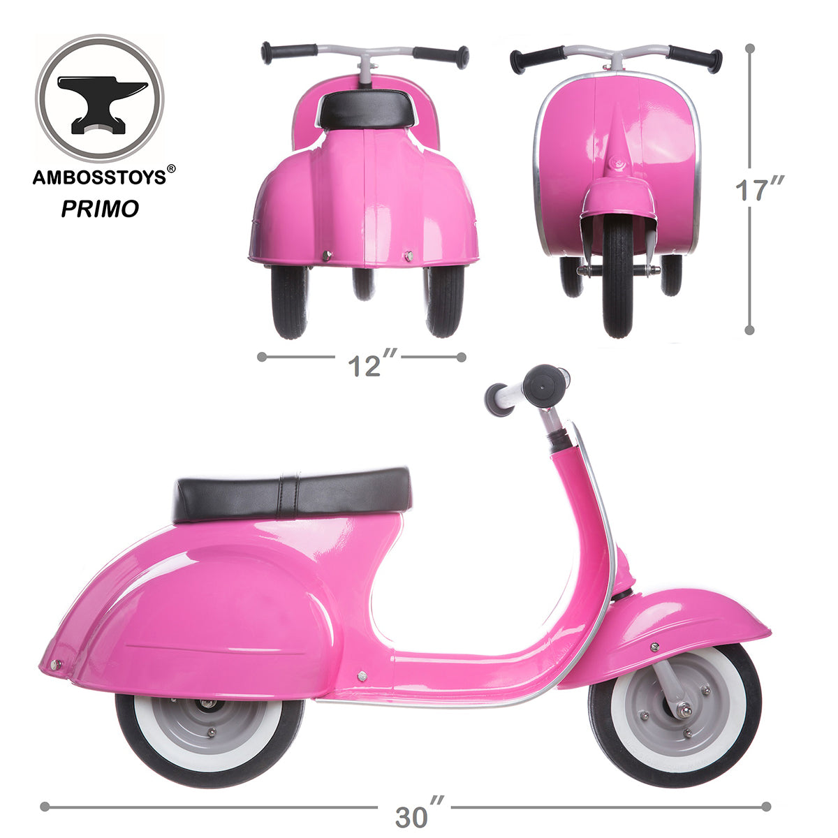 Primo Classic Italian Ride On Scooter Pink My Small World Toy