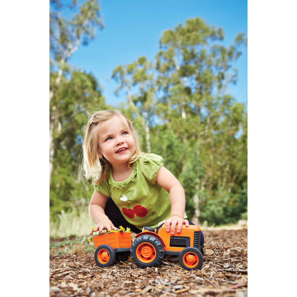 BigJigs Toy- Green Toys Orange Tractor Child Plays with Tractor BJGTTRT01042