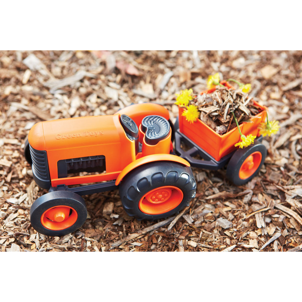 BigJigs Toy- Green Toys Orange Tractor in Action BJGTTRT01042