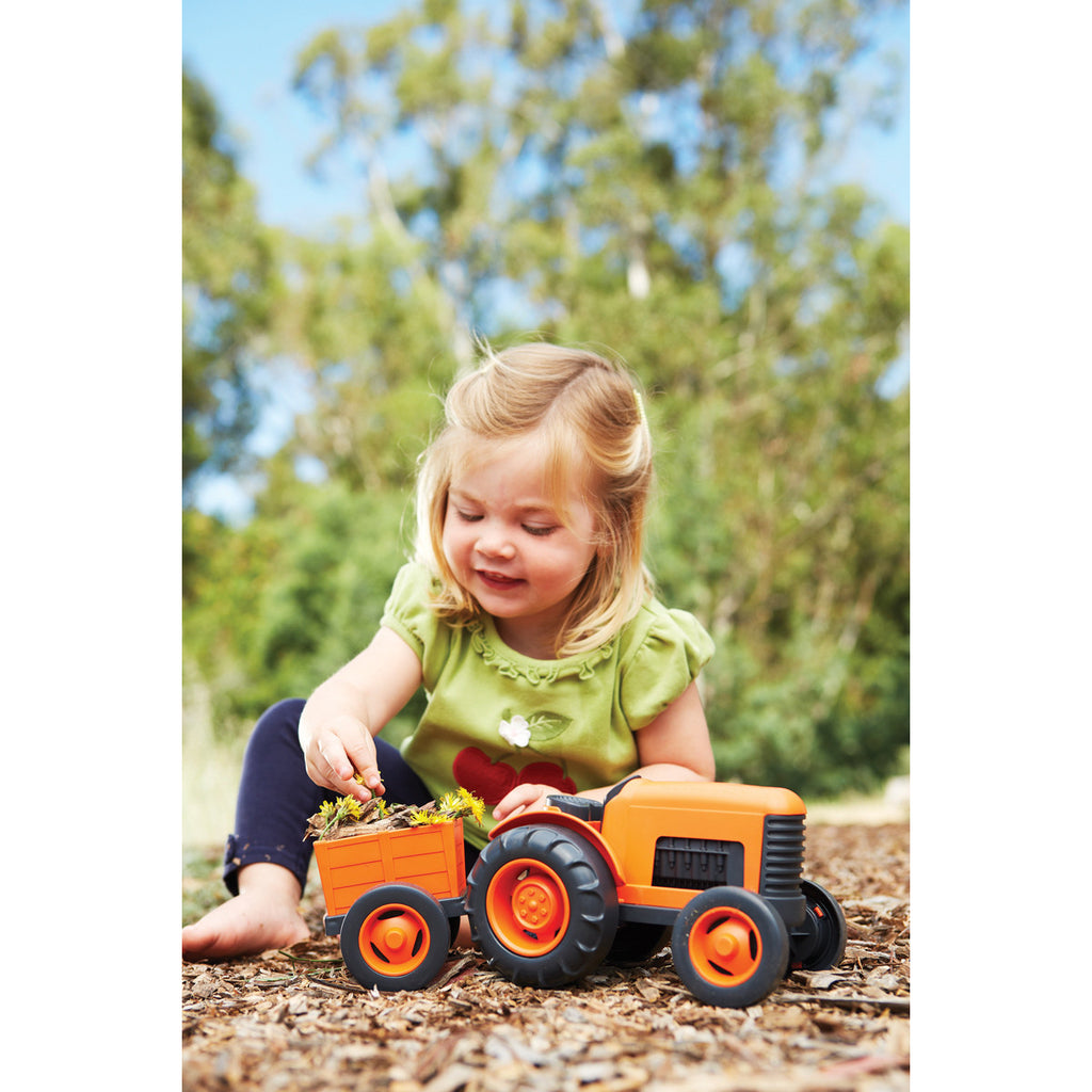BigJigs Toy- Green Toys Orange Tractor Child Plays with Tractor BJGTTRT01042