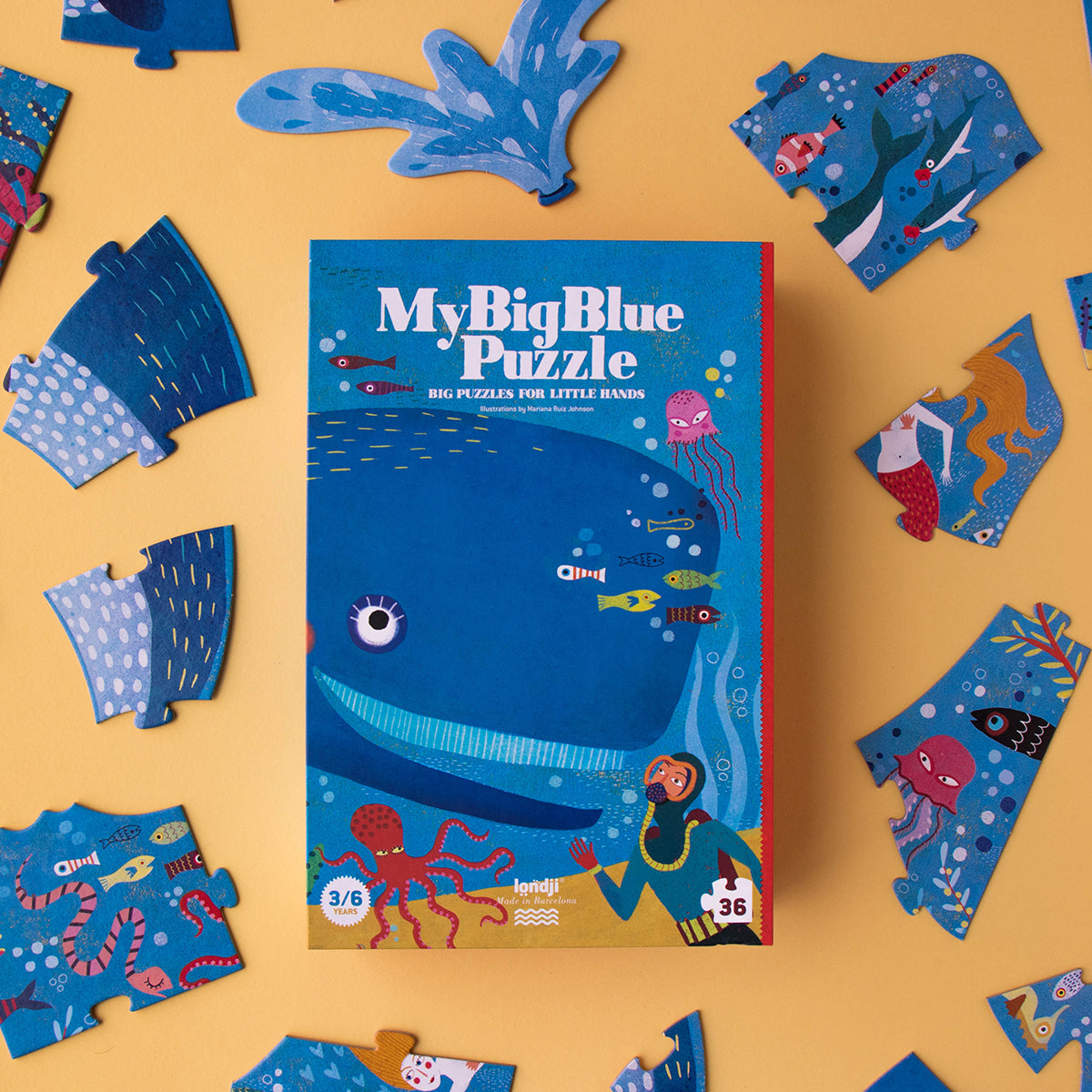 Imagiland FUN008 Eulen-Puzzle – Elektronisches Lernspiel Mit 100 Wörtern (blau)